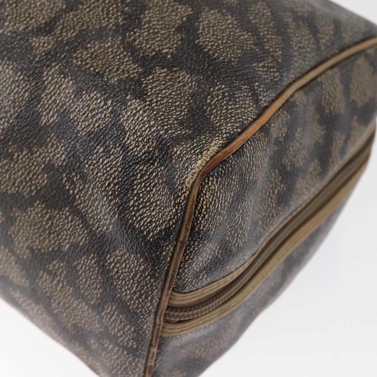SAINT LAURENT Boston Bag PVC Leather Beige Gray Auth 162204