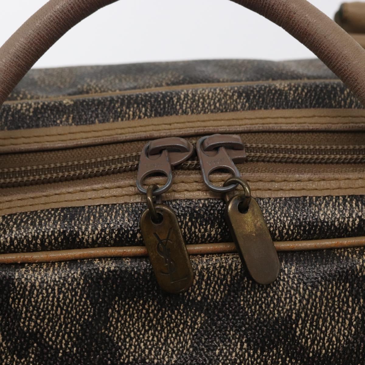 SAINT LAURENT Boston Bag PVC Leather Beige Gray Auth 162204