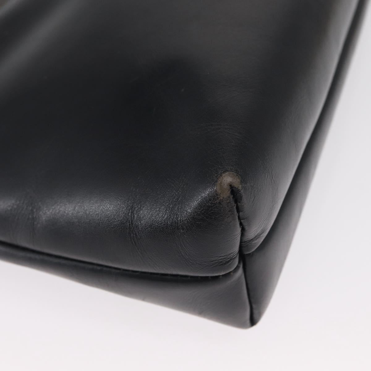 Salvatore Ferragamo Vala Shoulder Bag Leather Navy Gold Auth 162207