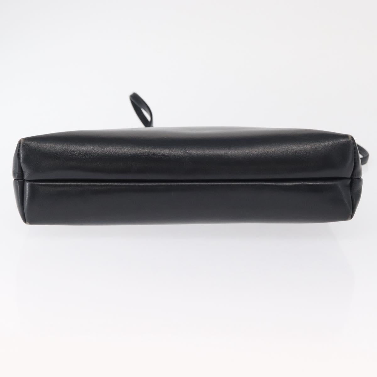 Salvatore Ferragamo Vala Shoulder Bag Leather Navy Gold Auth 162207