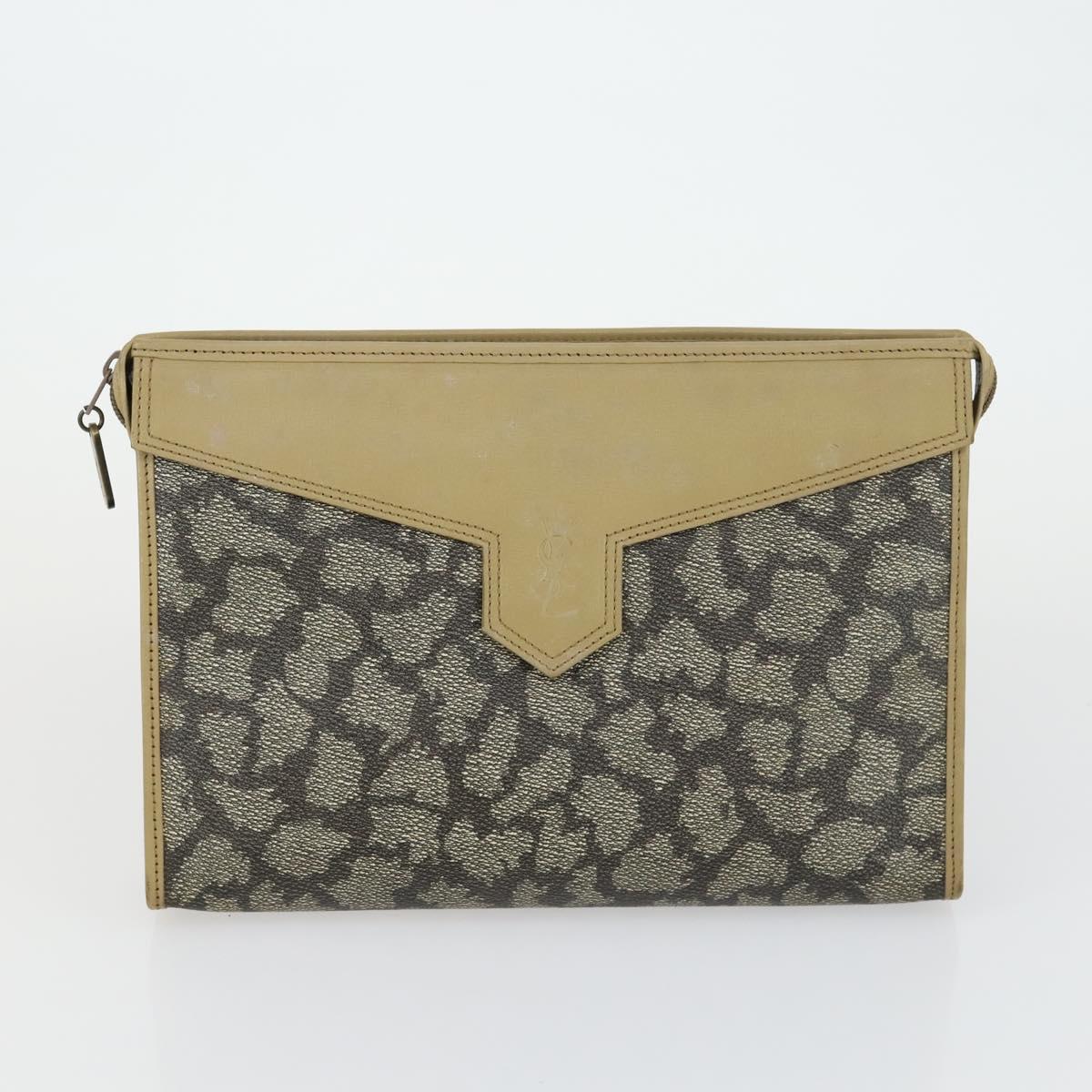 SAINT LAURENT PRADA Bag Nylon PVC 2 Set Gray Khaki Auth 162220