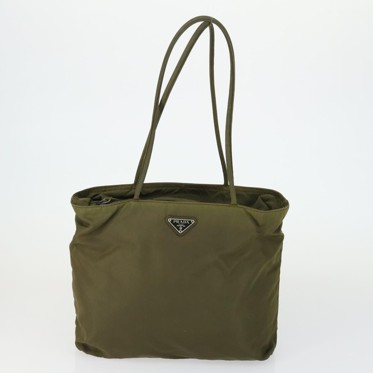SAINT LAURENT PRADA Bag Nylon PVC 2 Set Gray Khaki Auth 162220