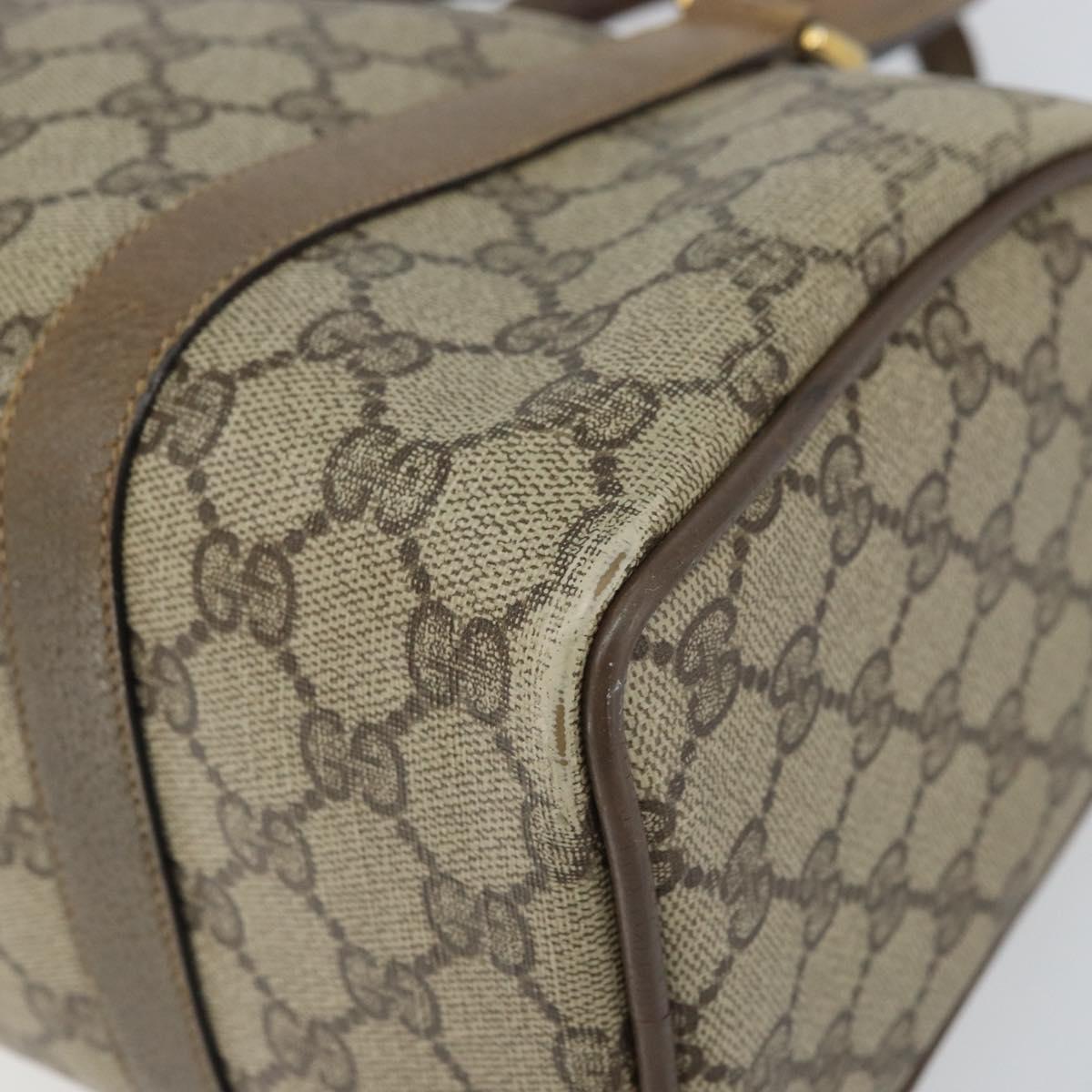 GUCCI GG Supreme Web Sherry Line Hand Bag PVC Beige 116 02 006 Auth 162248