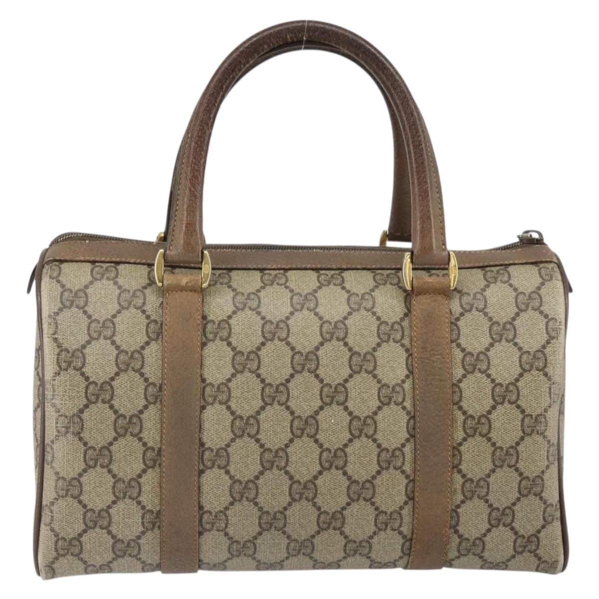 GUCCI GG Supreme Web Sherry Line Hand Bag PVC Beige 116 02 006 Auth 162248