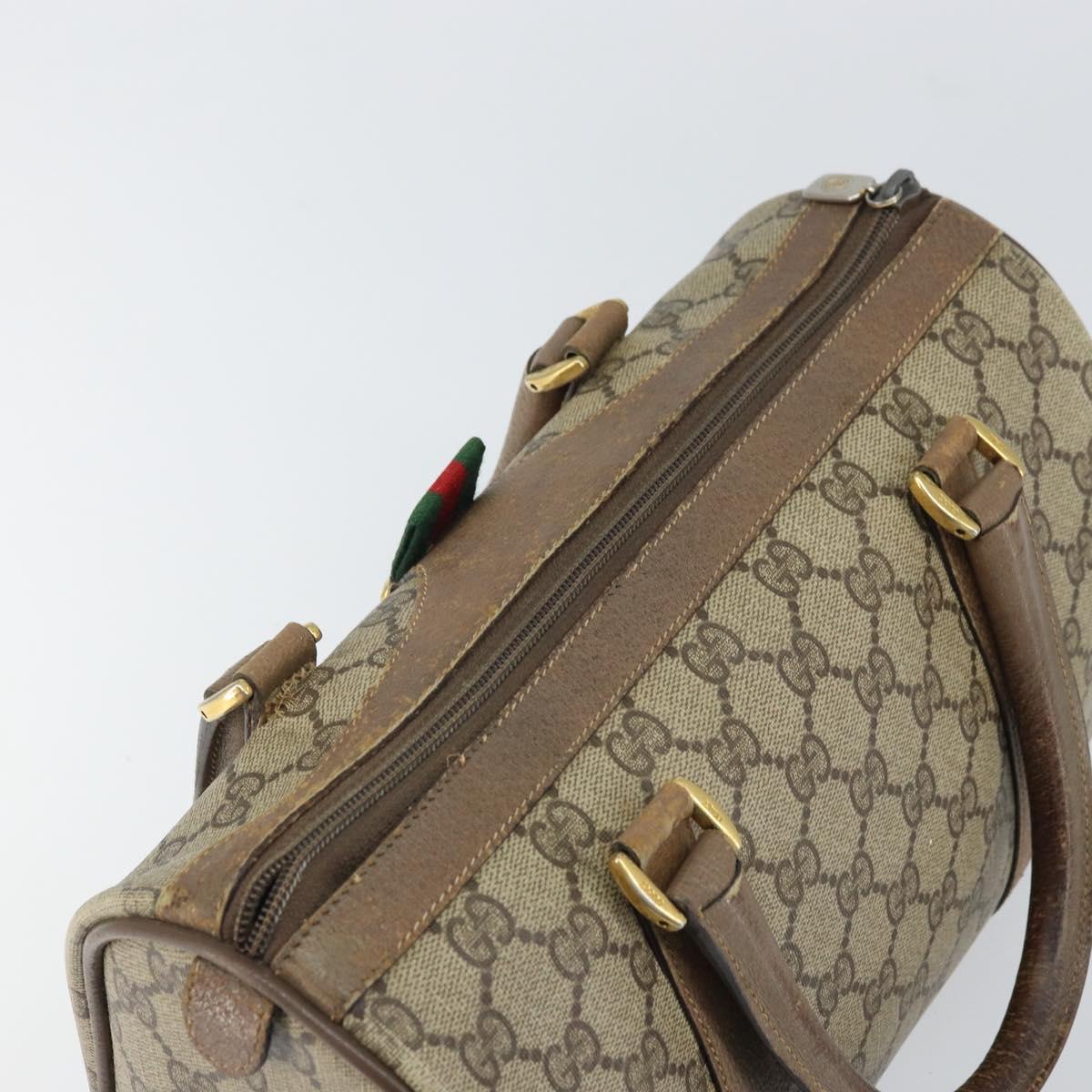 GUCCI GG Supreme Web Sherry Line Hand Bag PVC Beige 116 02 006 Auth 162248