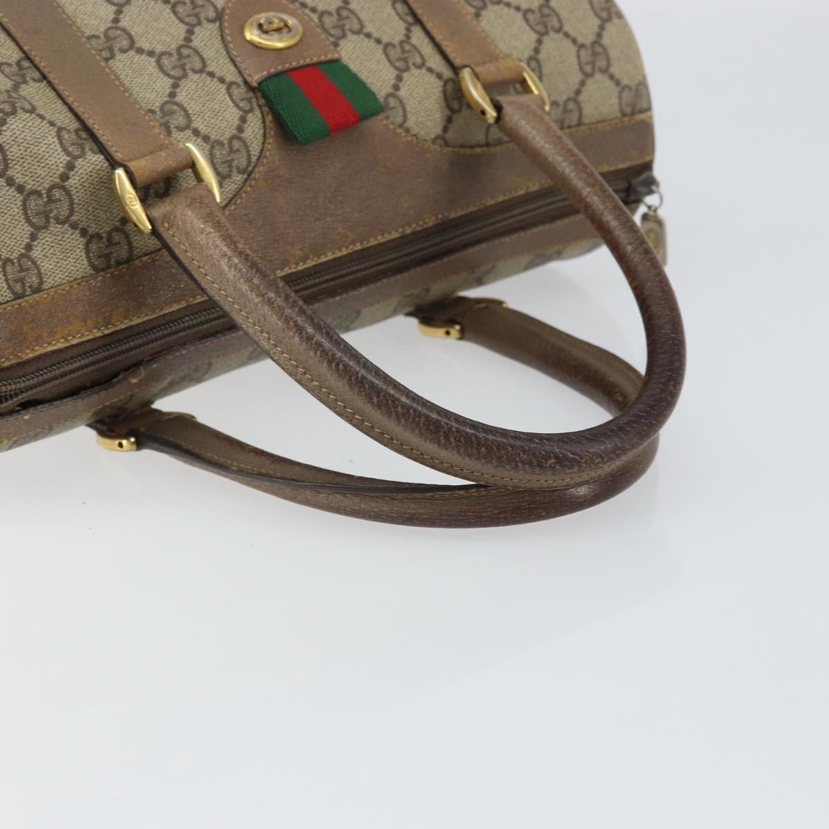 GUCCI GG Supreme Web Sherry Line Hand Bag PVC Beige 116 02 006 Auth 162248