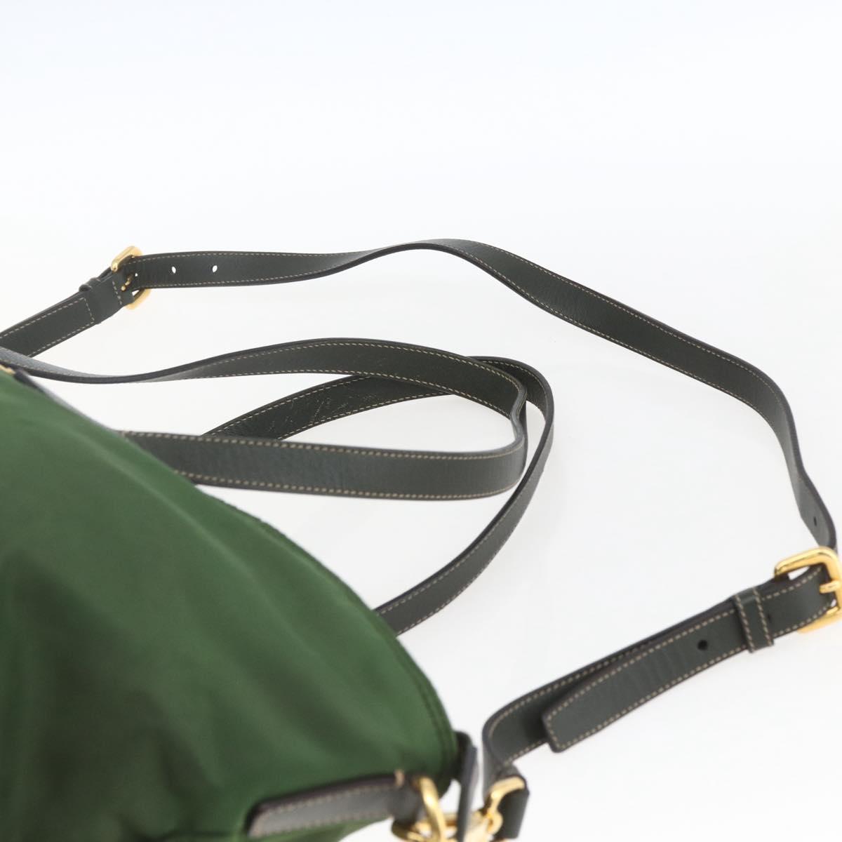 PRADA Tote Bag Nylon 2way Green Gold Auth 162255