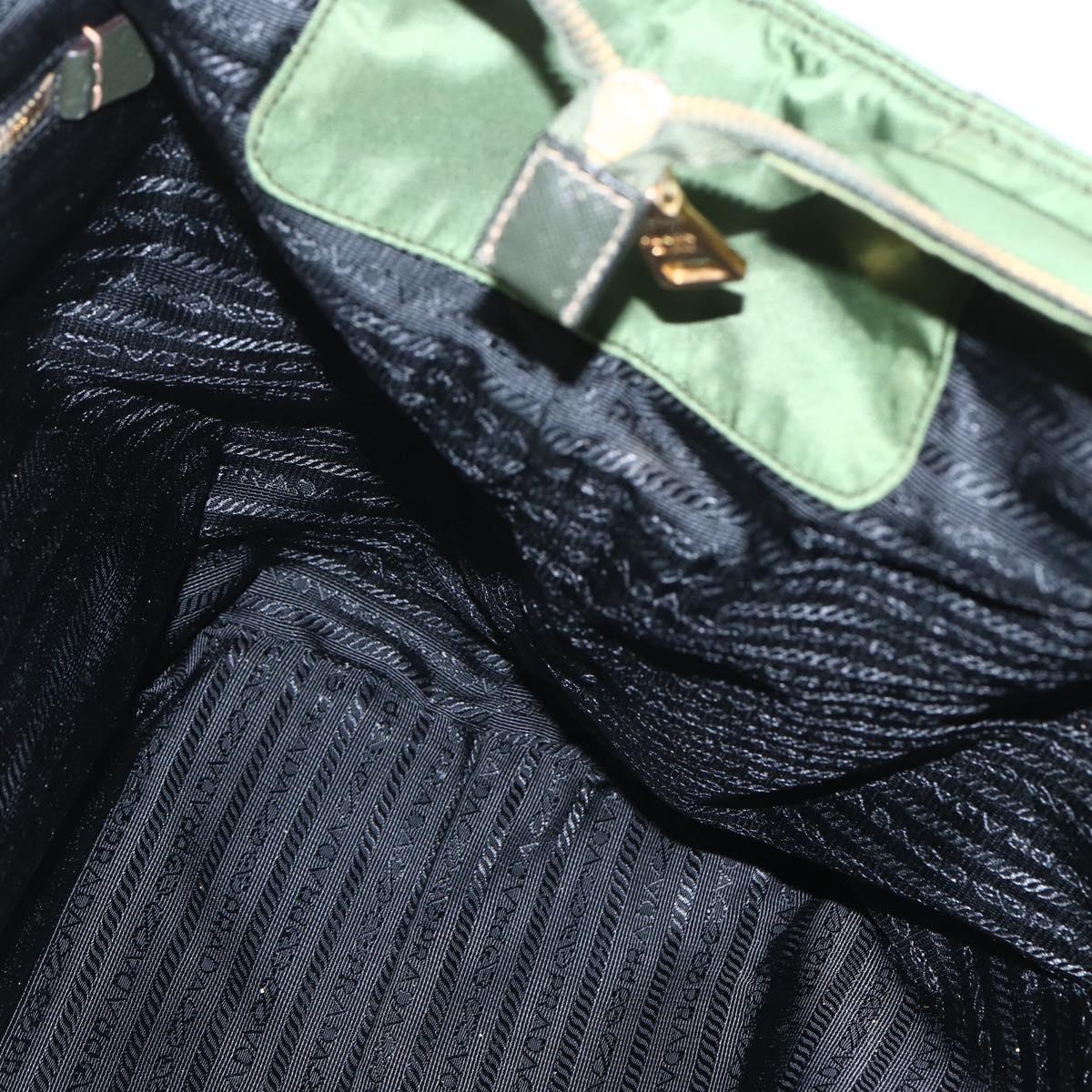 PRADA Tote Bag Nylon 2way Green Gold Auth 162255