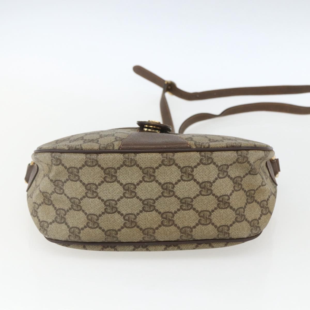 GUCCI GG Supreme Web Sherry Line Shoulder Bag PVC Beige Gold Auth 162314