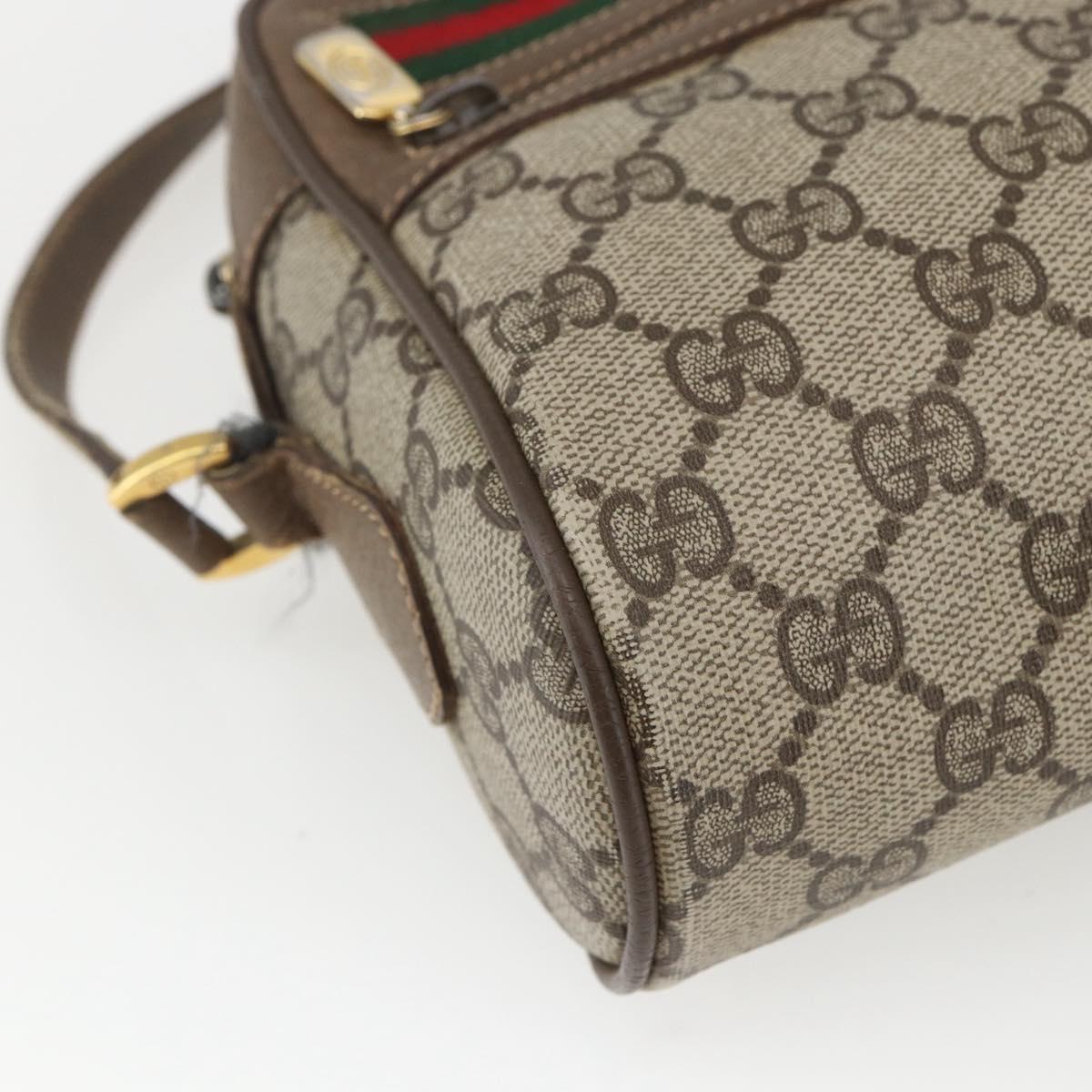 GUCCI GG Supreme Web Sherry Line Bag PVC Beige Red 119 02 087 Auth 162316
