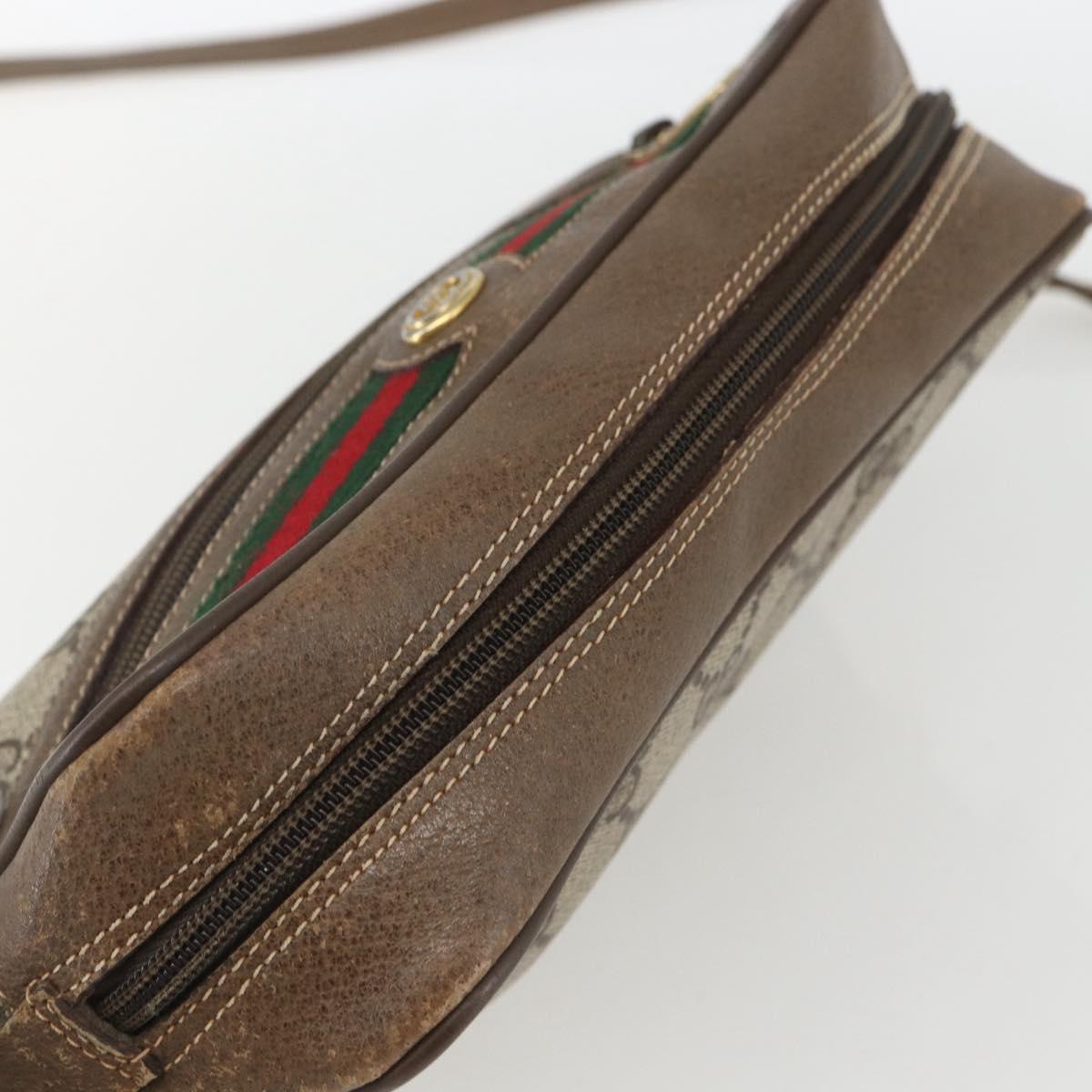 GUCCI GG Supreme Web Sherry Line Bag PVC Beige Red 119 02 087 Auth 162316
