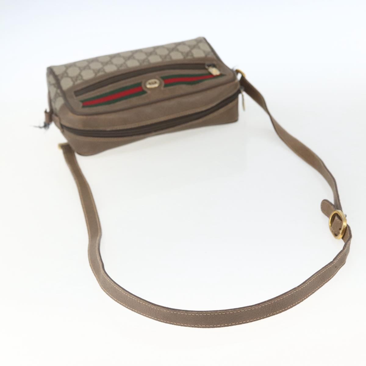 GUCCI GG Supreme Web Sherry Line Bag PVC Beige Red 119 02 087 Auth 162316