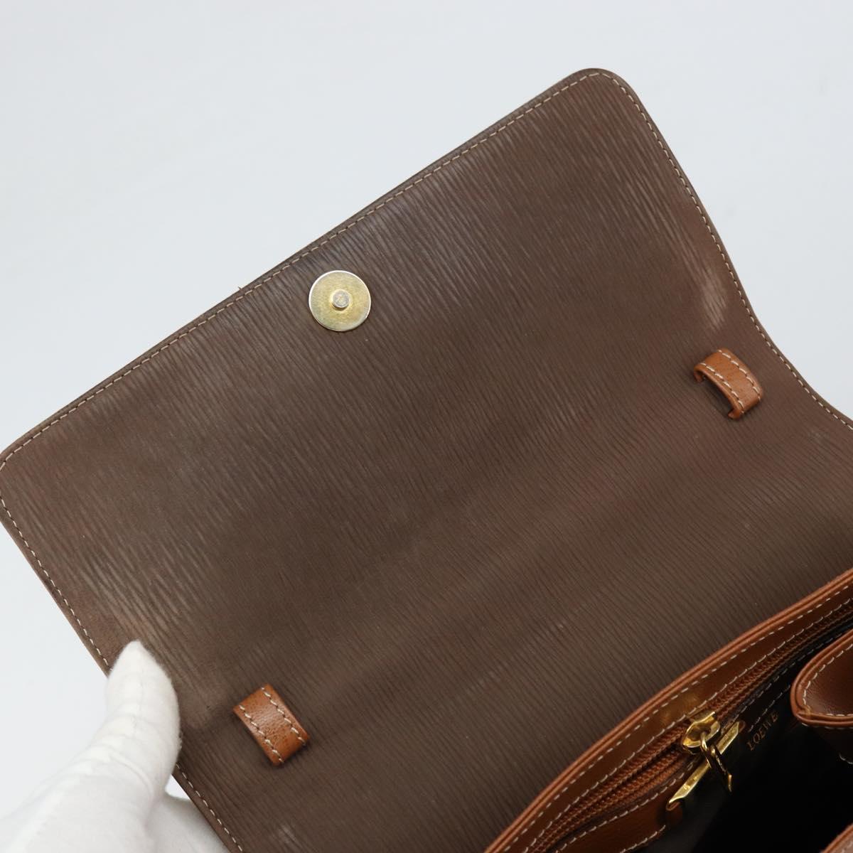 LOEWE Velazquez Hand Bag Leather Brown Gold Auth 162319