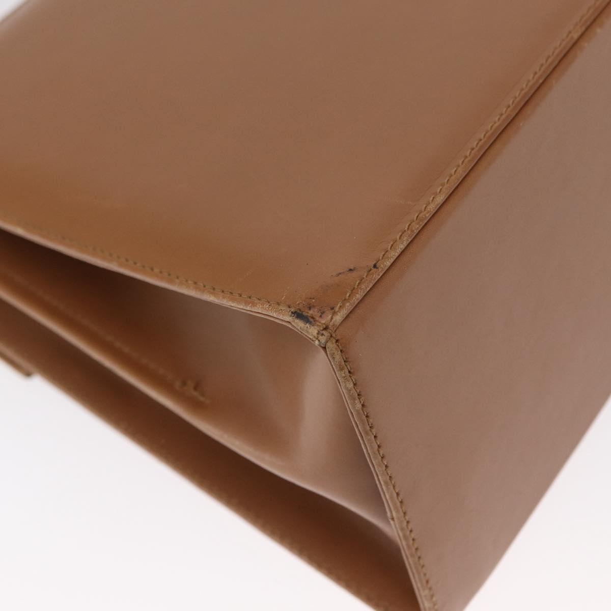 Salvatore Ferragamo Gancini Hand Bag Leather Brown Gold Auth 162321