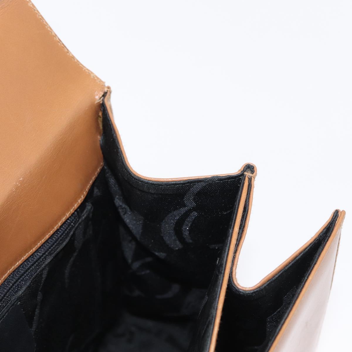 Salvatore Ferragamo Gancini Hand Bag Leather Brown Gold Auth 162321