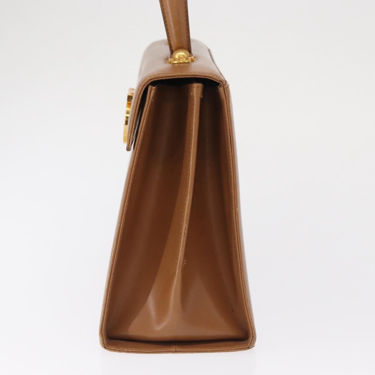 Salvatore Ferragamo Gancini Hand Bag Leather Brown Gold Auth 162321