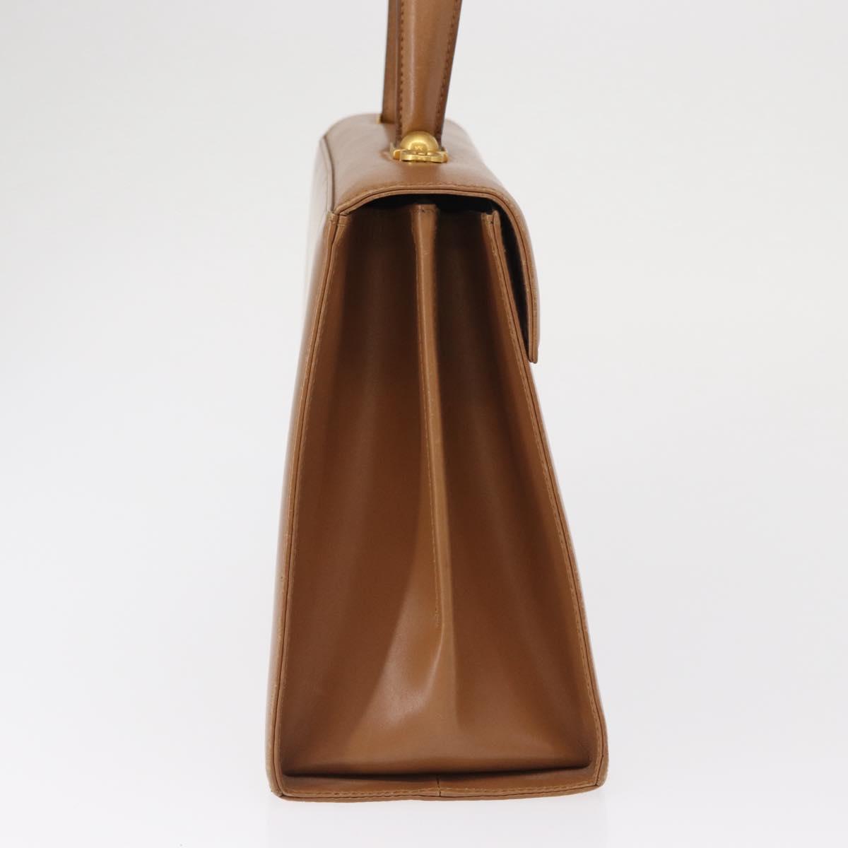 Salvatore Ferragamo Gancini Hand Bag Leather Brown Gold Auth 162321