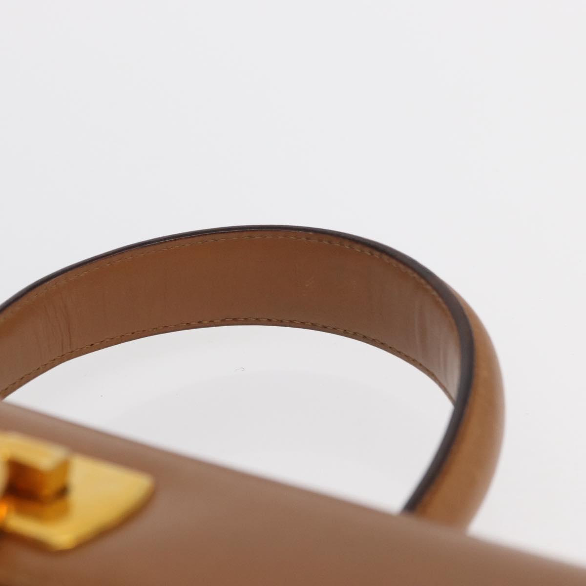 Salvatore Ferragamo Gancini Hand Bag Leather Brown Gold Auth 162321