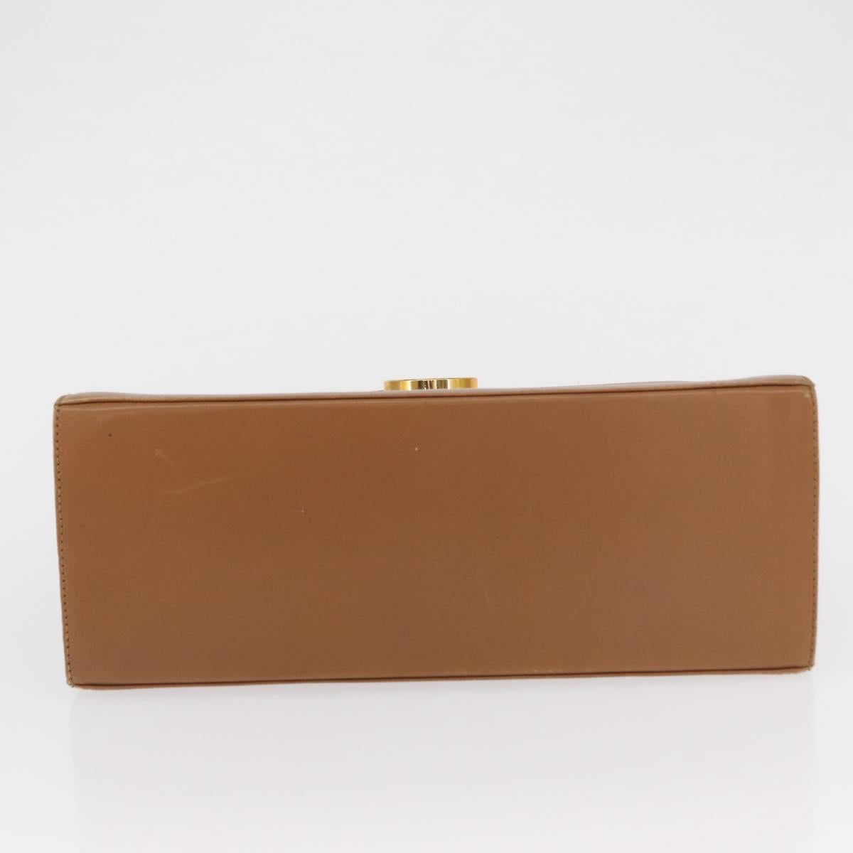 Salvatore Ferragamo Gancini Hand Bag Leather Brown Gold Auth 162321