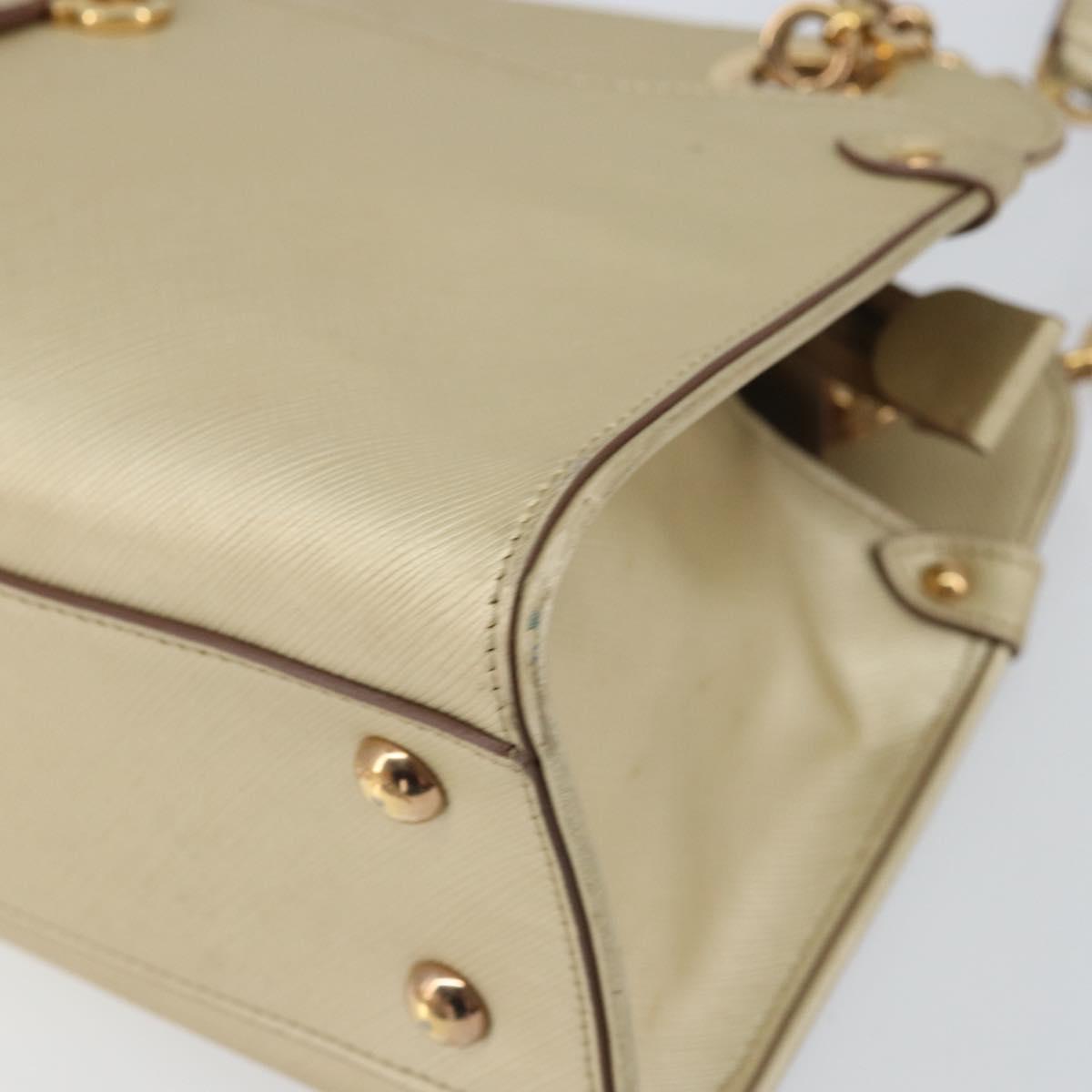Salvatore Ferragamo Gancini Shoulder Bag Leather Gold Auth 162322