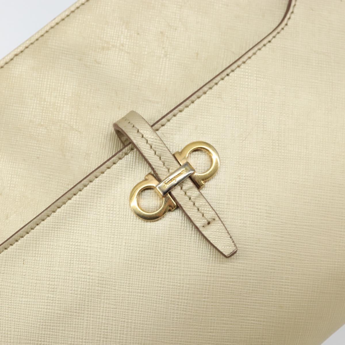 Salvatore Ferragamo Gancini Shoulder Bag Leather Gold Auth 162322