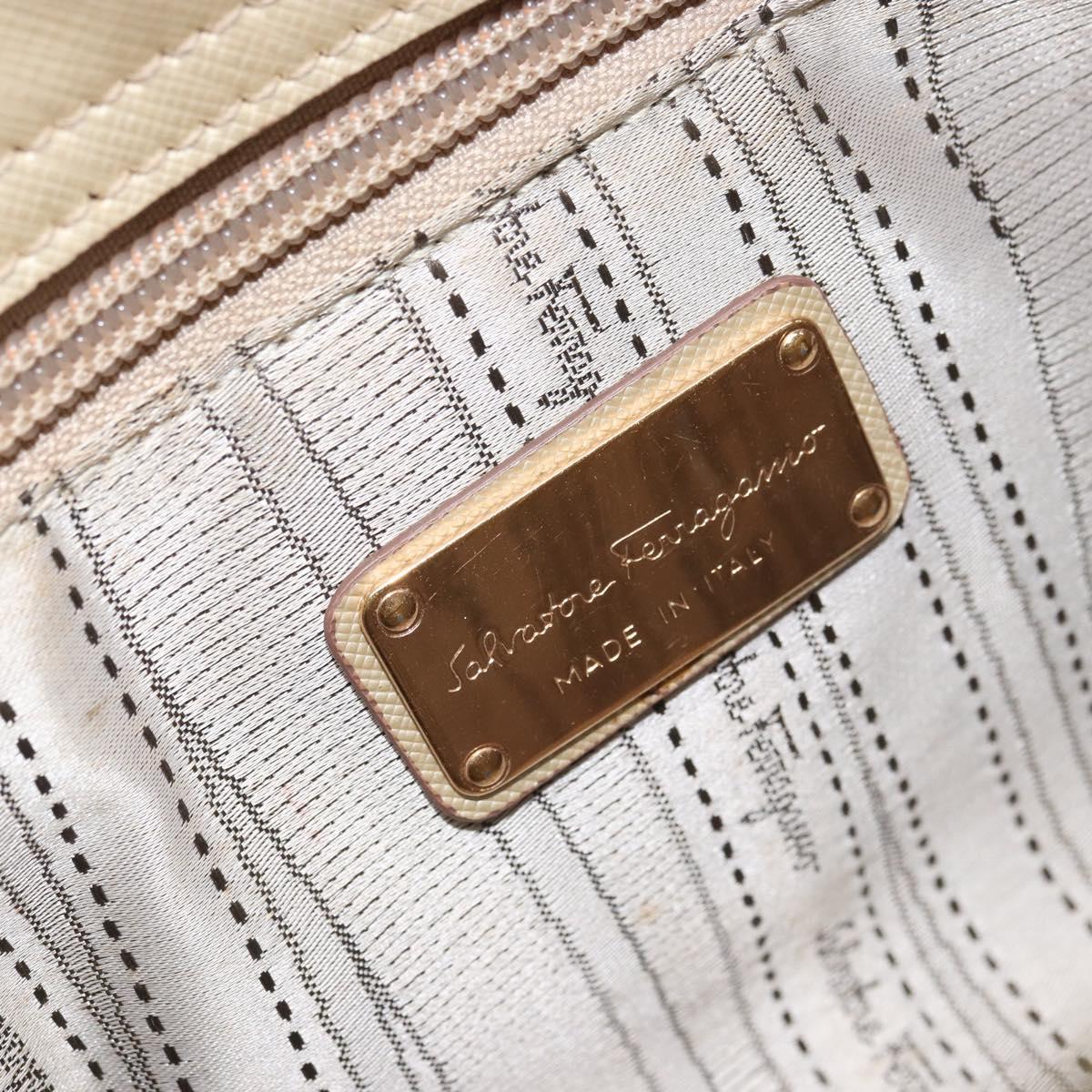 Salvatore Ferragamo Gancini Shoulder Bag Leather Gold Auth 162322