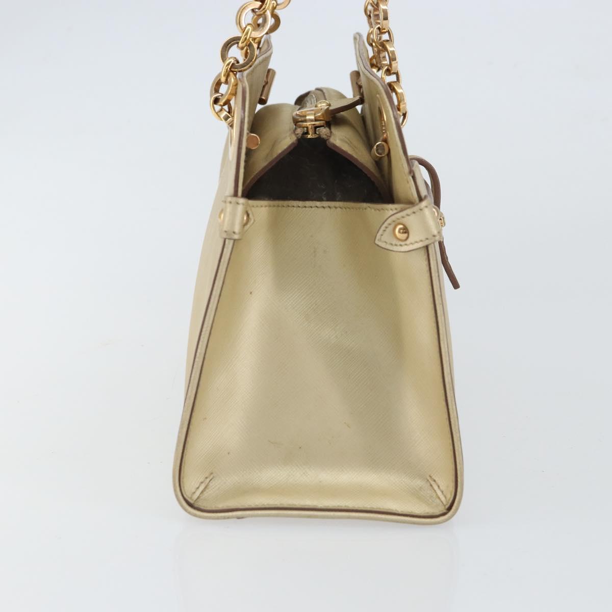 Salvatore Ferragamo Gancini Shoulder Bag Leather Gold Auth 162322