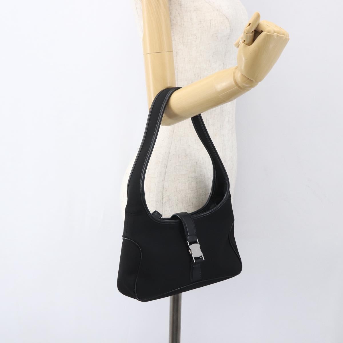 Salvatore Ferragamo Hand Bag Nylon Black Silver Auth 162323