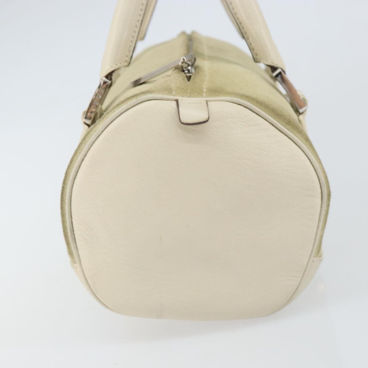 LOEWE Anagram Hand Bag Suede Beige Silver Auth 162324