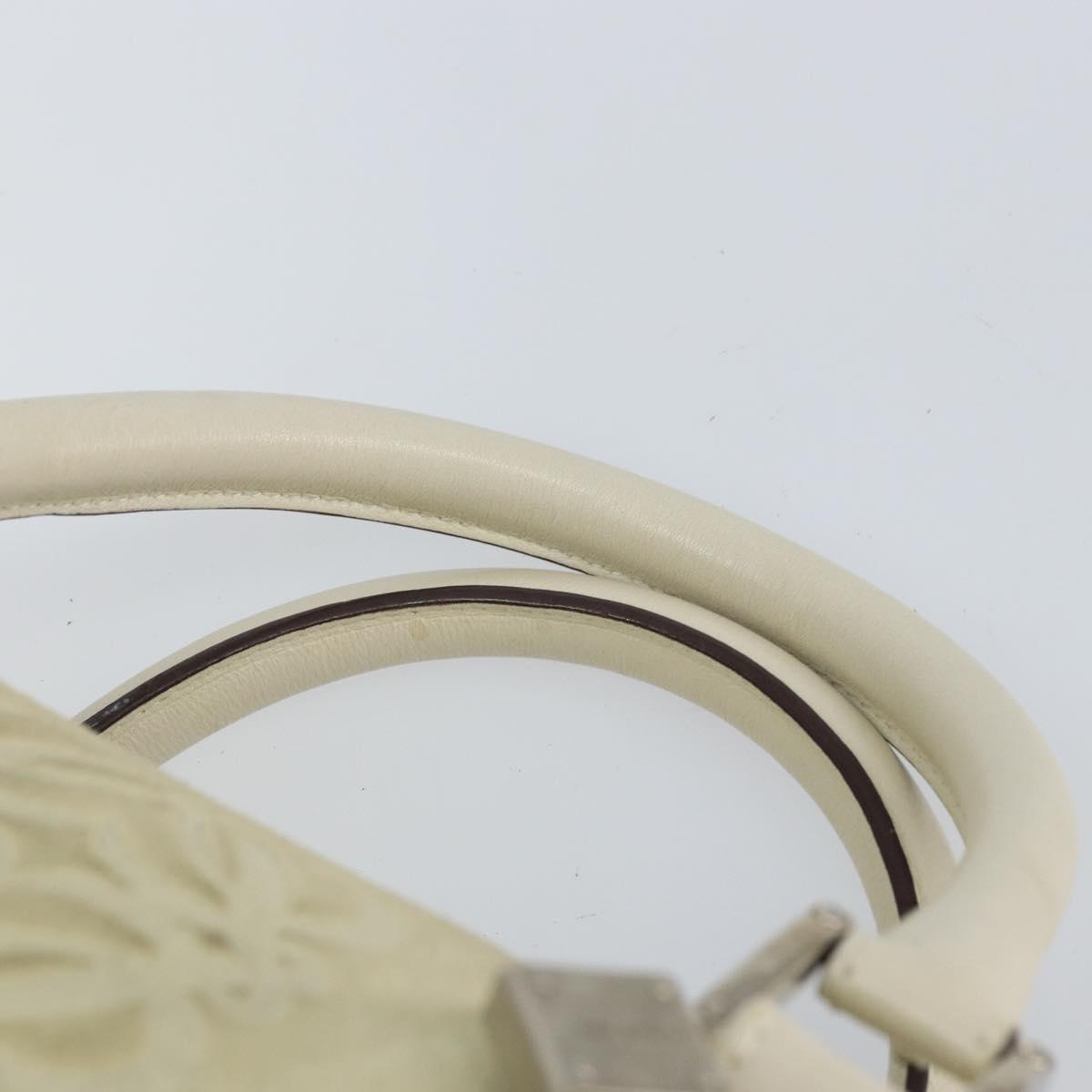 LOEWE Anagram Hand Bag Suede Beige Silver Auth 162324