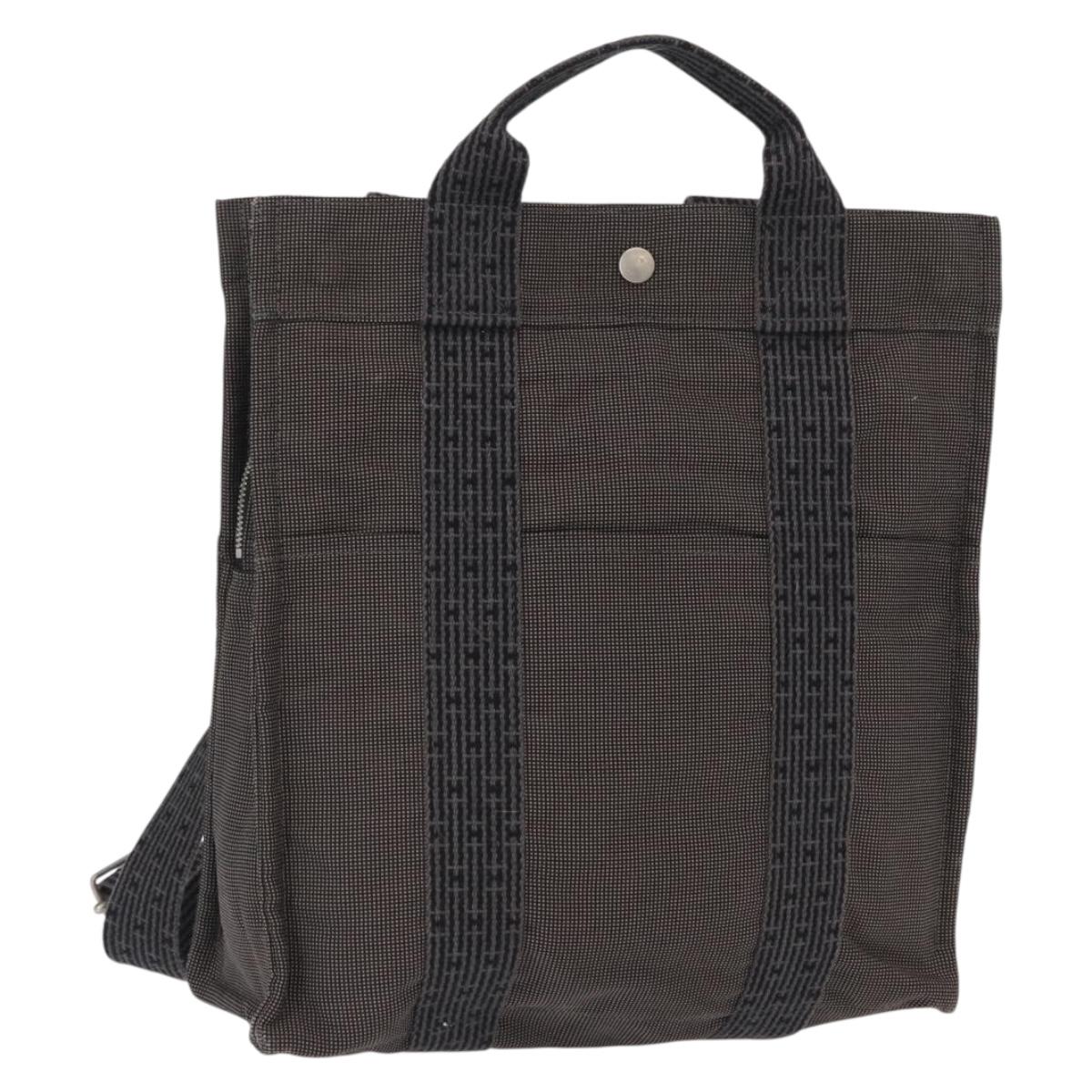 HERMES Her Line A Dos MM Backpack Canvas Gray Silver Auth 162331