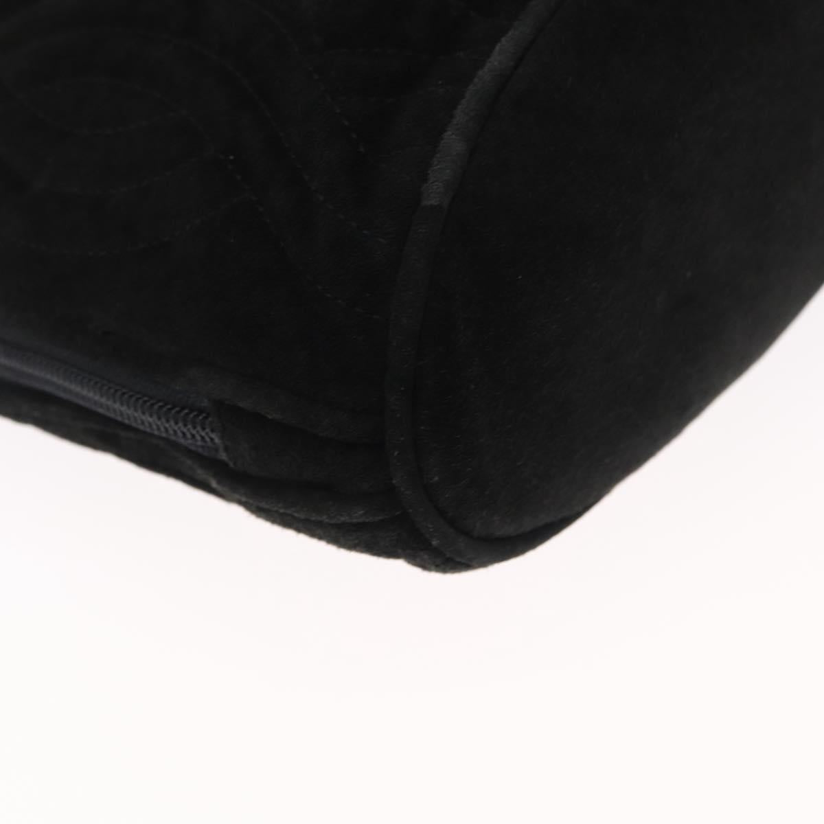 FENDI Macaroni Shoulder Bag Suede Black Gold Auth 162337