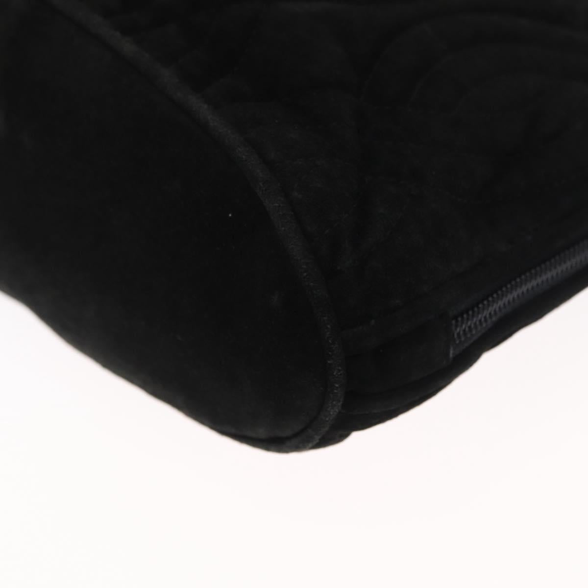 FENDI Macaroni Shoulder Bag Suede Black Gold Auth 162337