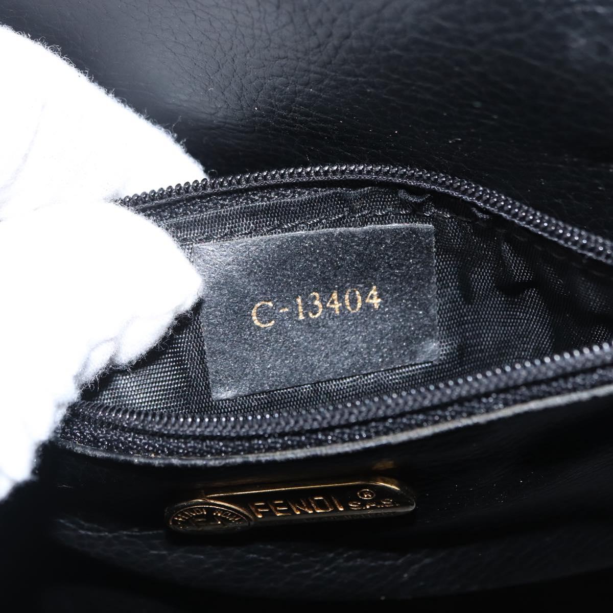 FENDI Macaroni Shoulder Bag Suede Black Gold Auth 162337