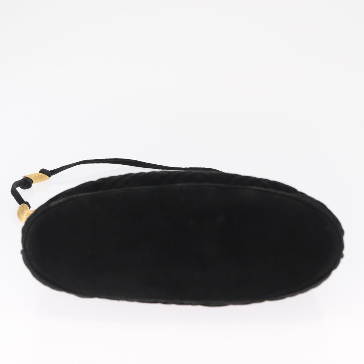FENDI Macaroni Shoulder Bag Suede Black Gold Auth 162337