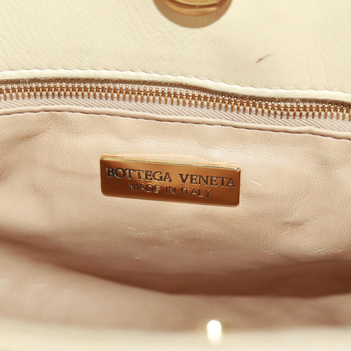 BOTTEGA VENETA INTRECCIATO Chain Shoulder Bag Leather Beige Gold Auth 162338V