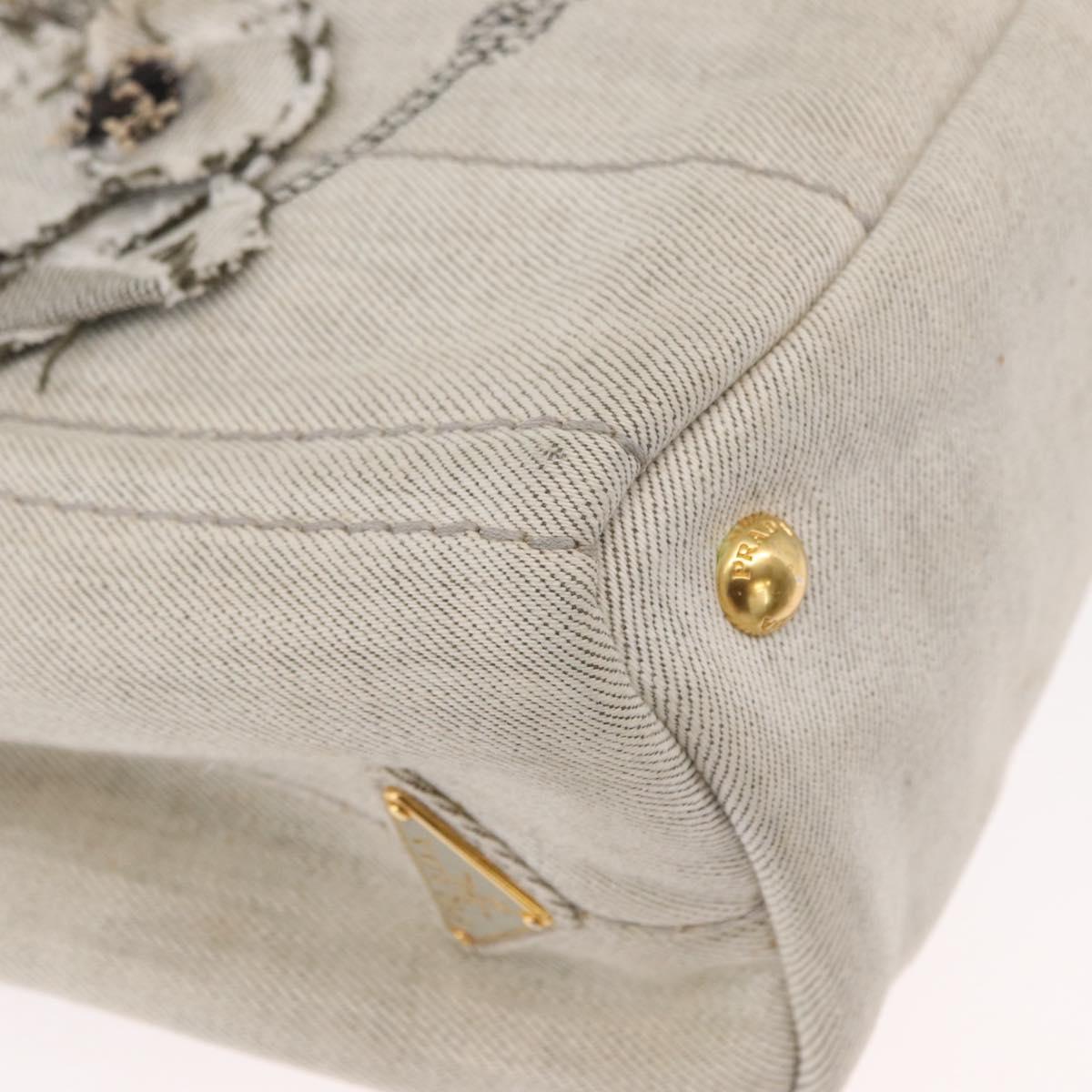 PRADA Canapa PM Hand Bag Canvas 2way Gray Gold Auth 162339