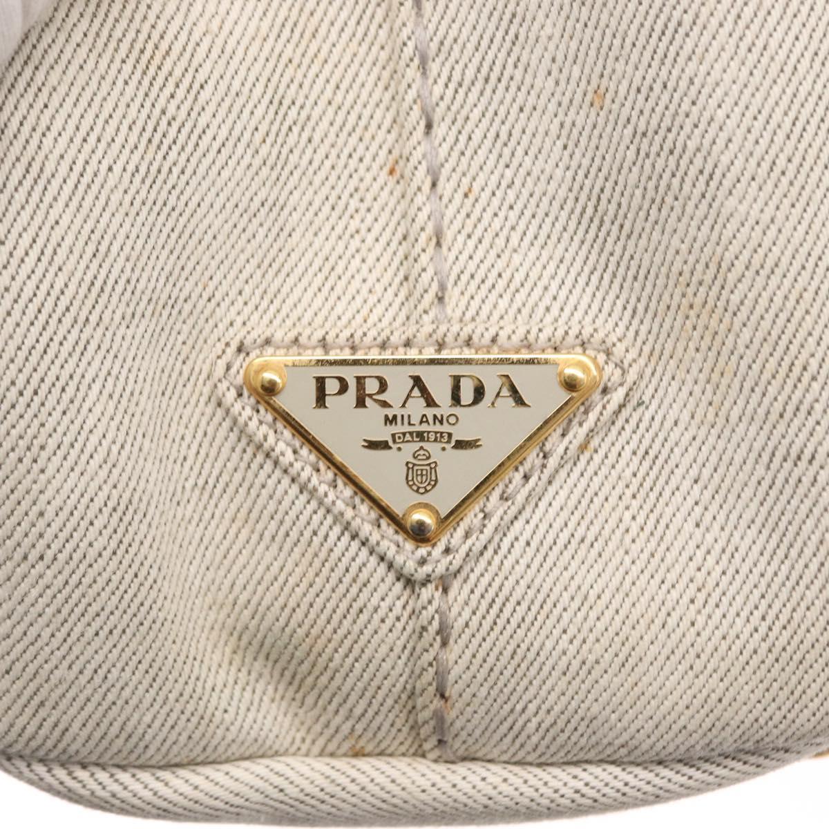 PRADA Canapa PM Hand Bag Canvas 2way Gray Gold Auth 162339