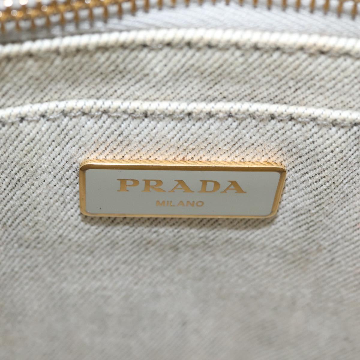 PRADA Canapa PM Hand Bag Canvas 2way Gray Gold Auth 162339