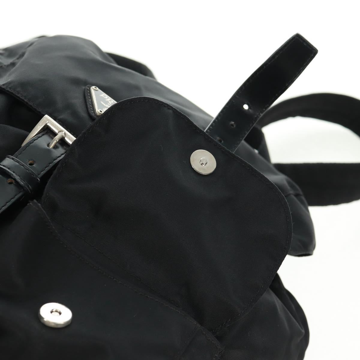 PRADA Backpack Nylon Black Silver Auth 162340A