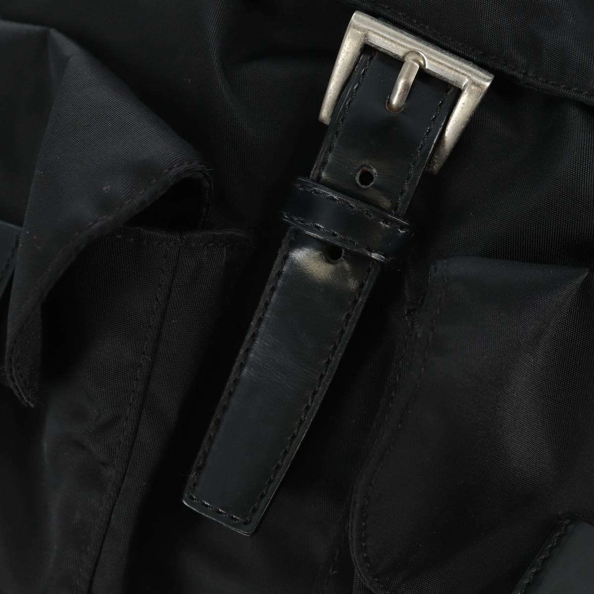PRADA Backpack Nylon Black Silver Auth 162340A