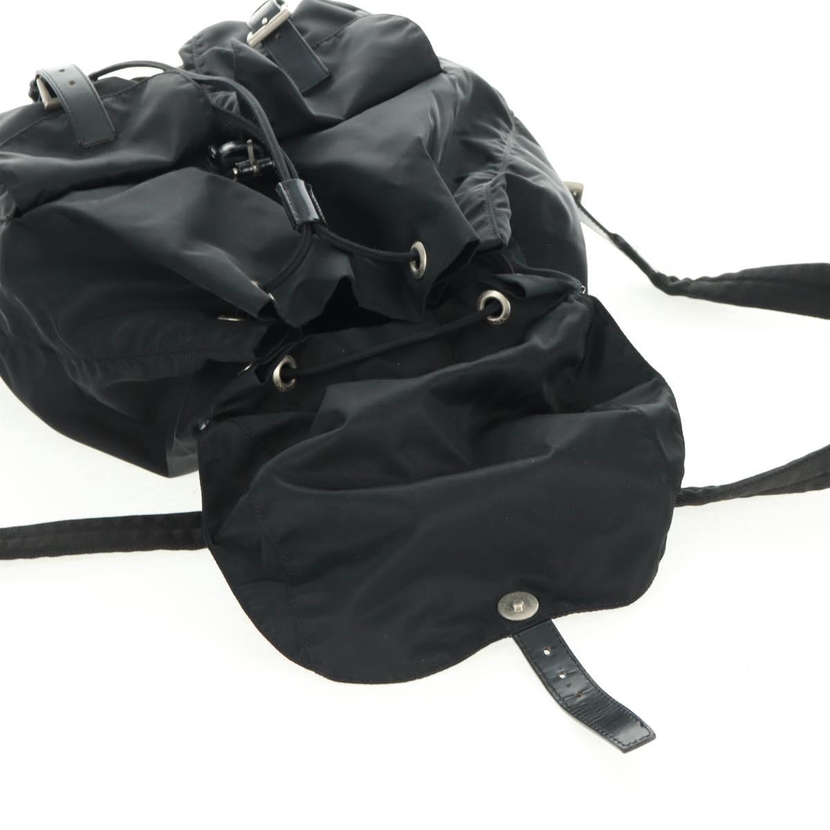 PRADA Backpack Nylon Black Silver Auth 162340A