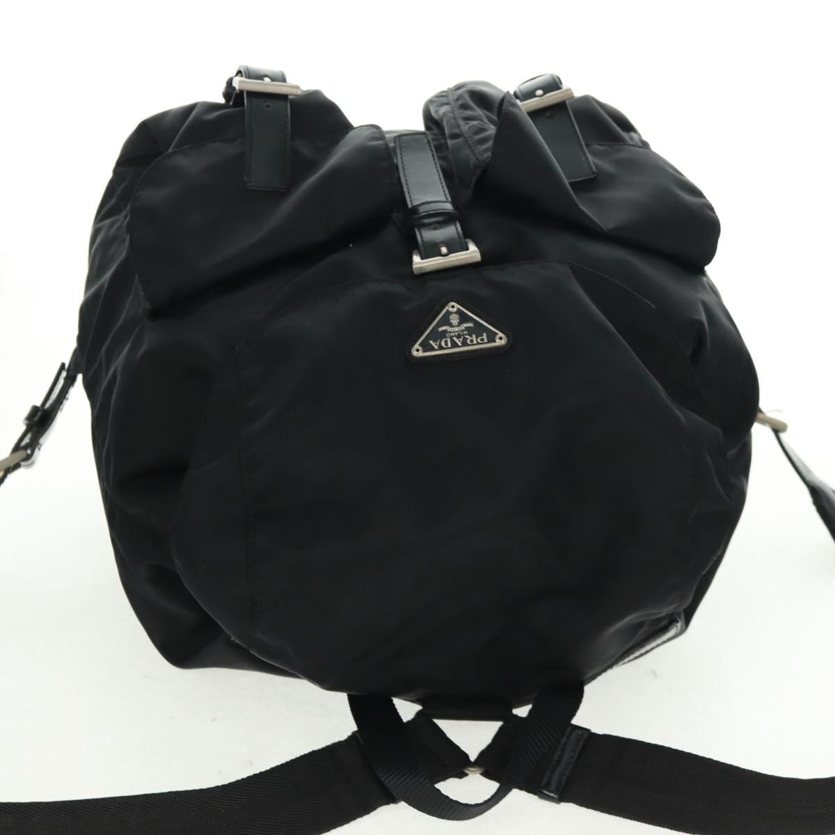 PRADA Backpack Nylon Black Silver Auth 162340A