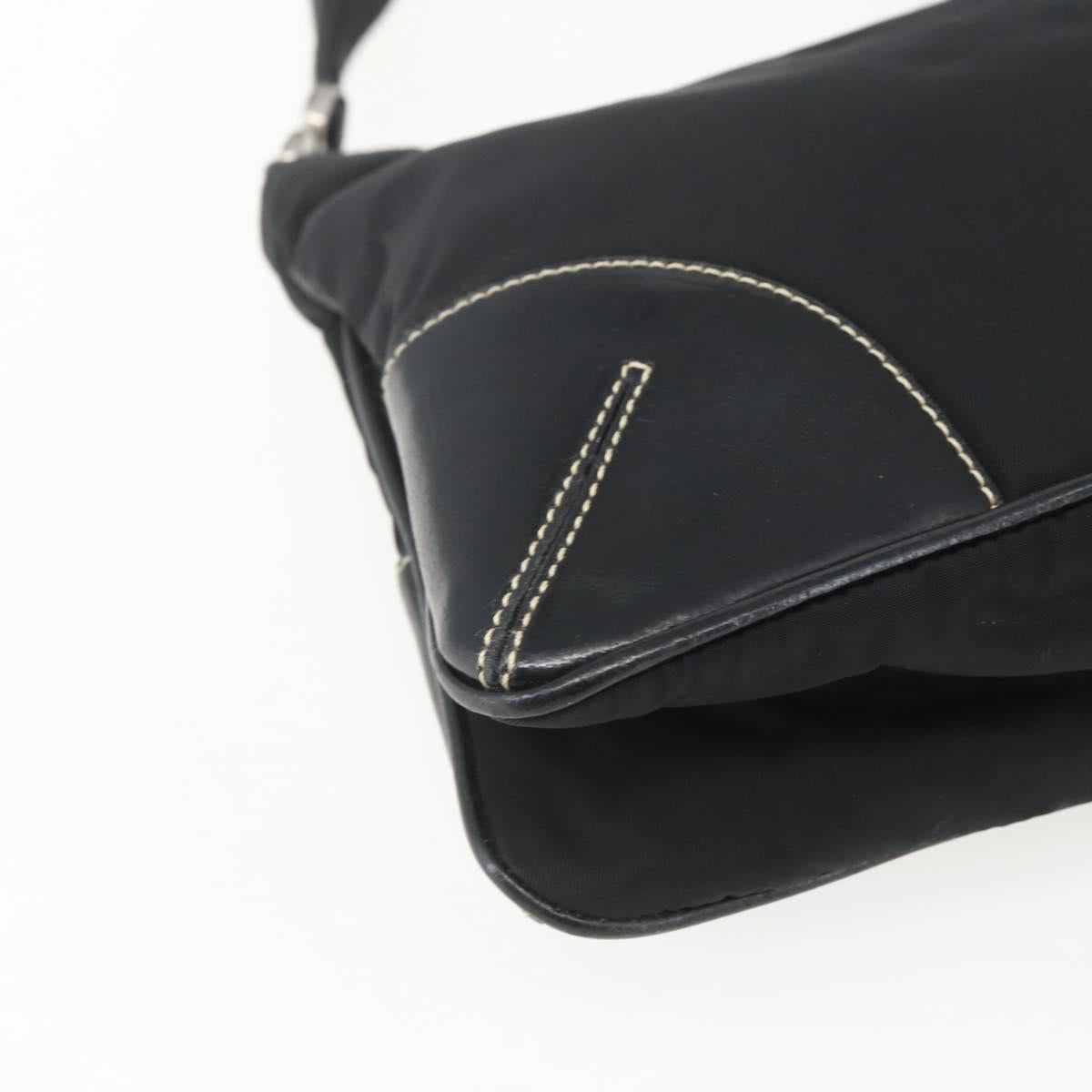PRADA Shoulder Bag Nylon Black Silver Auth 162342
