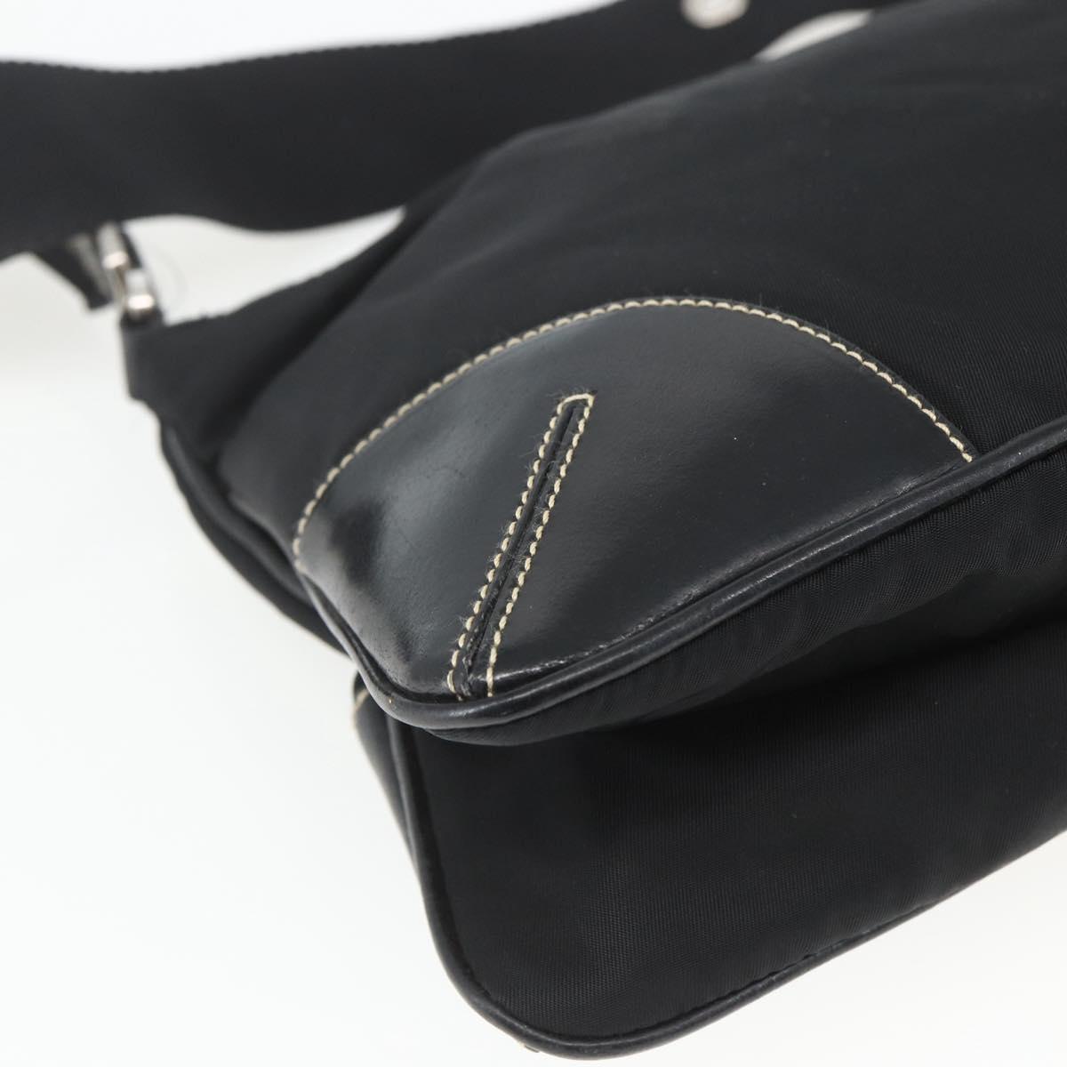 PRADA Shoulder Bag Nylon Black Silver Auth 162342
