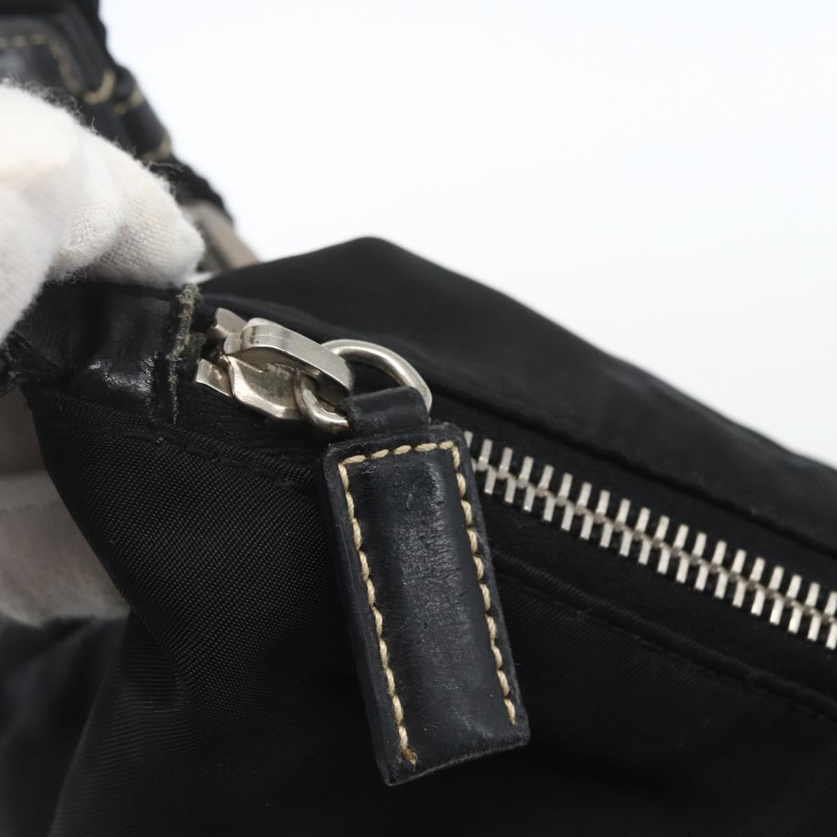 PRADA Shoulder Bag Nylon Black Silver Auth 162342