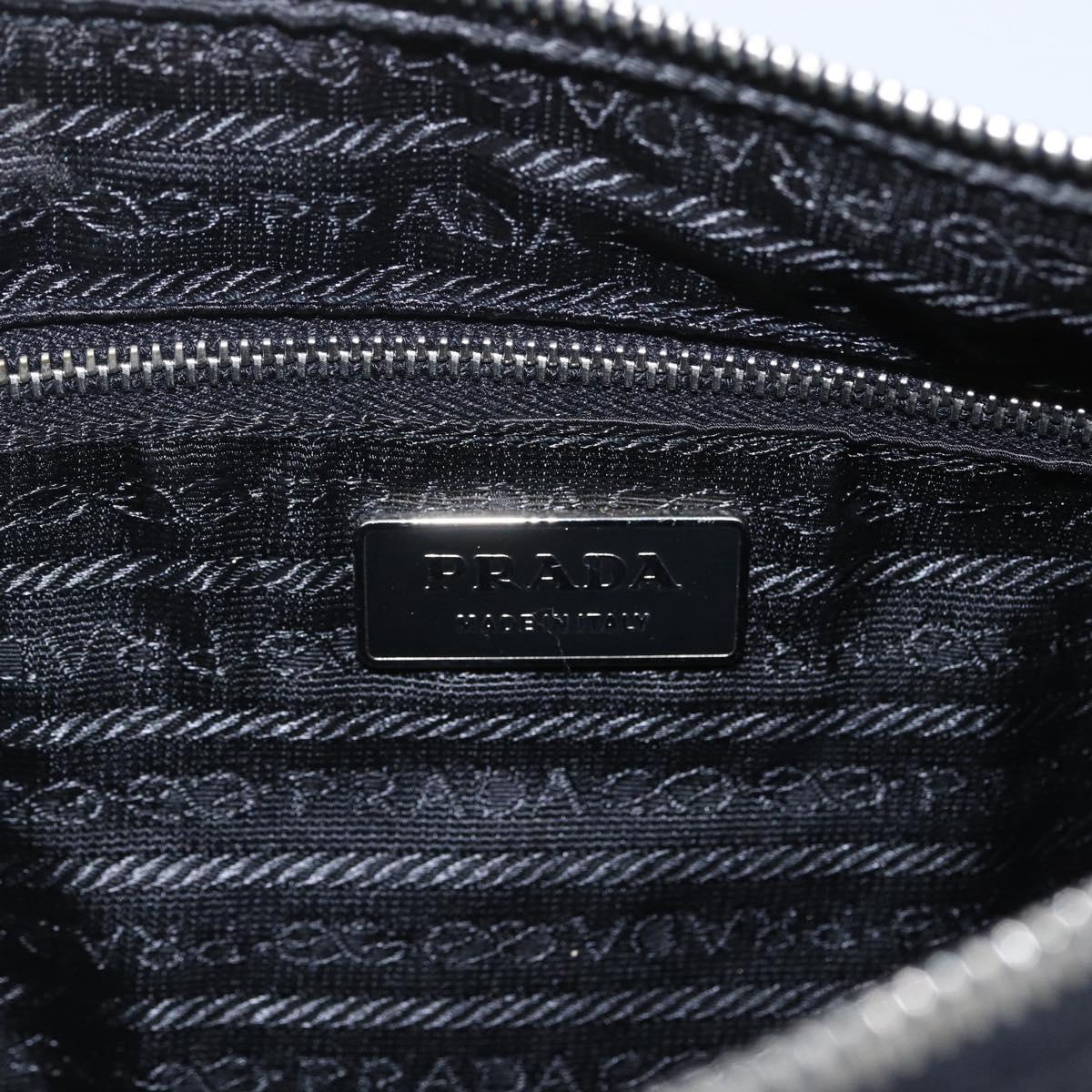 PRADA Shoulder Bag Nylon Black Silver Auth 162342