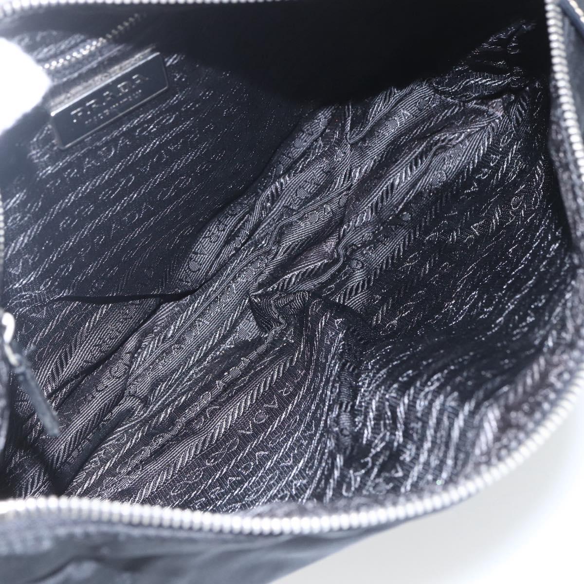 PRADA Shoulder Bag Nylon Black Silver Auth 162342