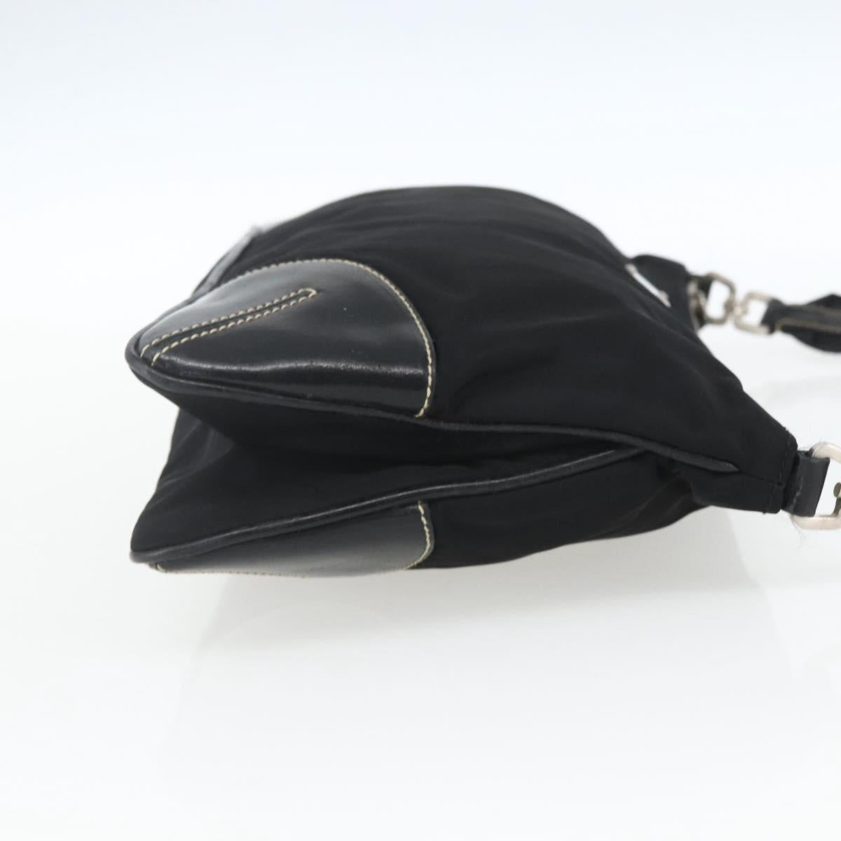 PRADA Shoulder Bag Nylon Black Silver Auth 162342