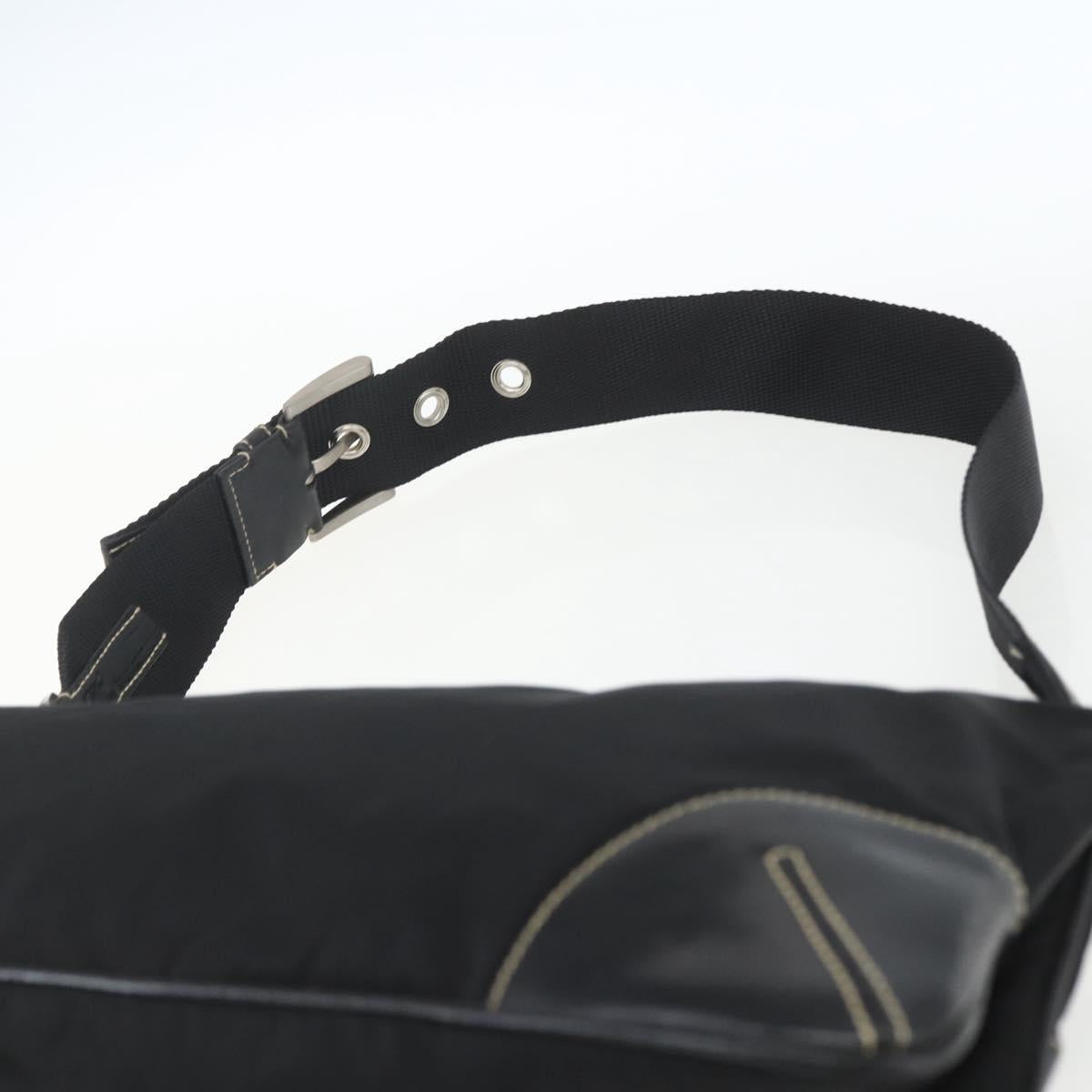 PRADA Shoulder Bag Nylon Black Silver Auth 162342
